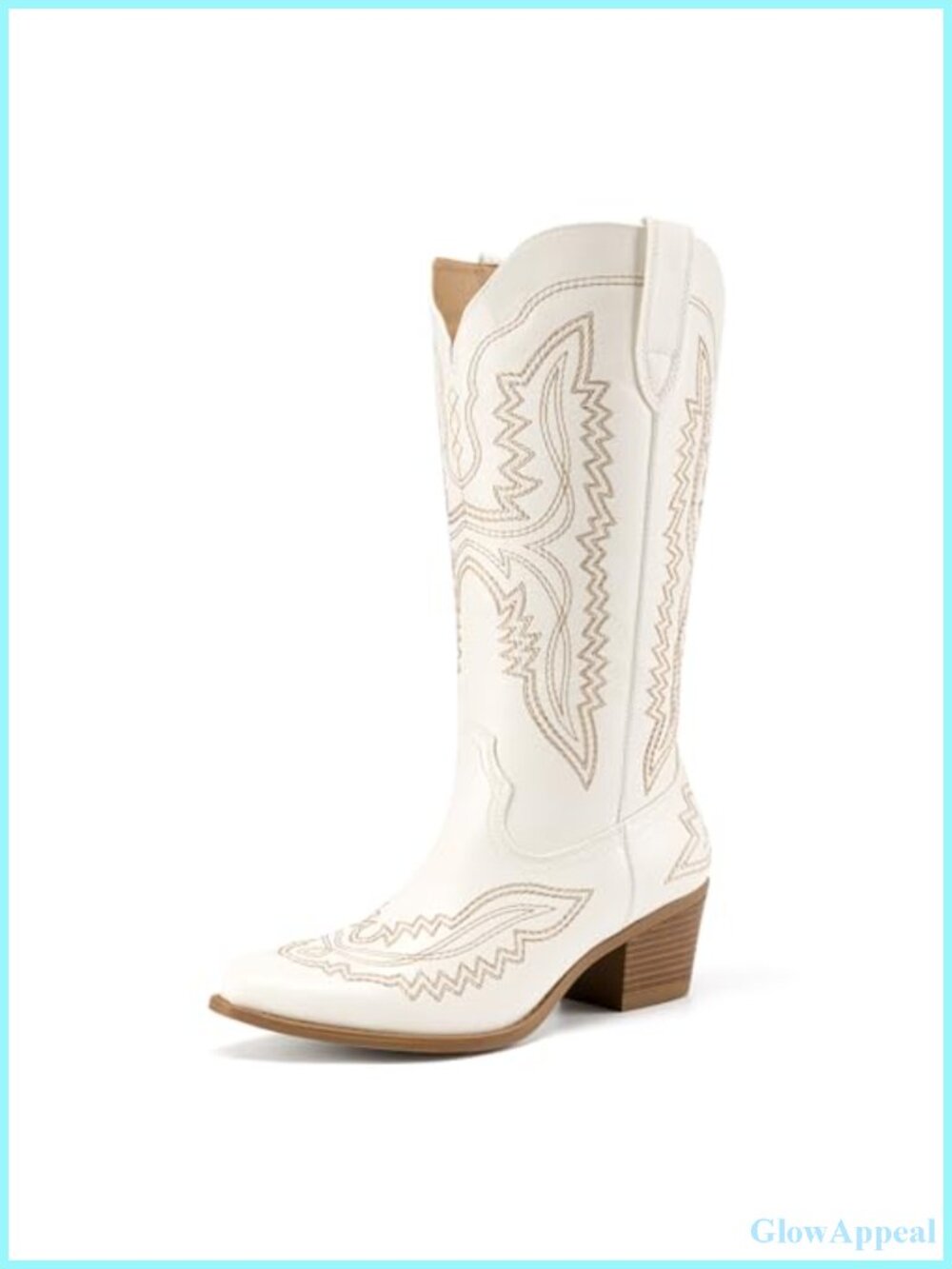 Western Square Toe Embroidered Mid-Calf Cowboy Boots Wide Calf Boots